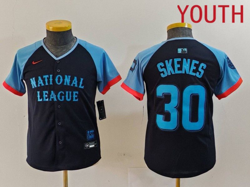 Youth Pittsburgh Pirates 30 Skenes Blue All star 2024 Nike MLB Jersey style 1